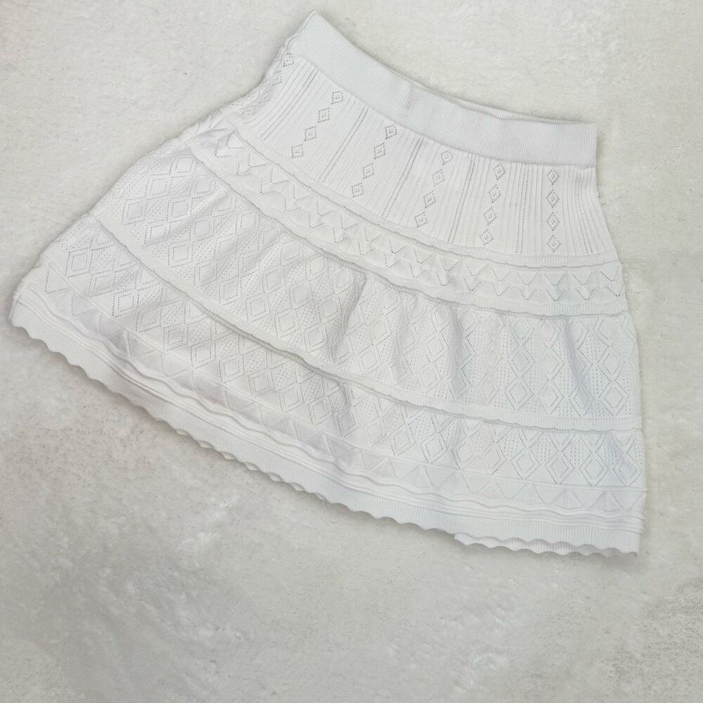 Willow & Wind White Crochet Knit Lace Pull-On Elastic Waist Skirt - US Women’s M